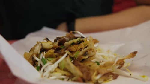 Eating Food with Chopsticks Close Up