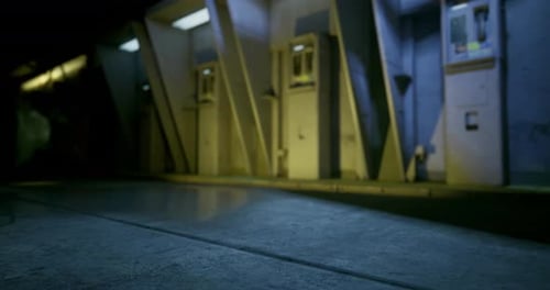 Futuristic Sci-Fi Corridor Interior with Dynamic Camera Movement