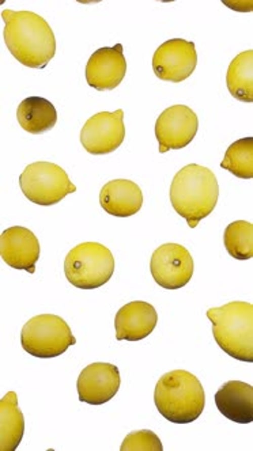 Vertical Floating Lemons on White