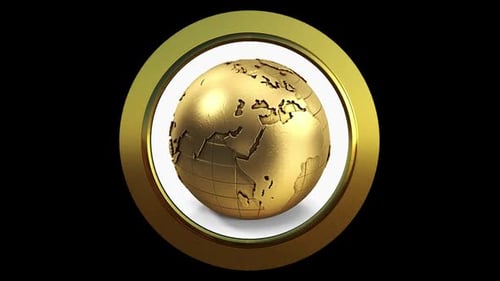 Elegant Golden 3D Globe in Spinning Ring Animation