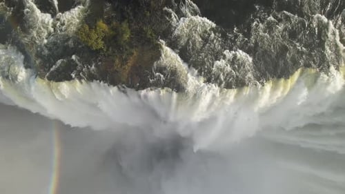 Aerial drone view of Victoria Falls, between Zambia and Zimbabwe