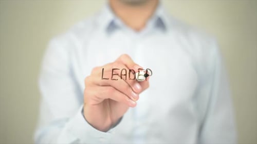 Leader Man Writing on Transparent Screen