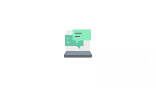 Flat Design Laptop with Chat Bubbles Communication Animation