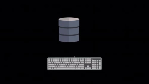 Flat Design Database and Keyboard Connected Reveal