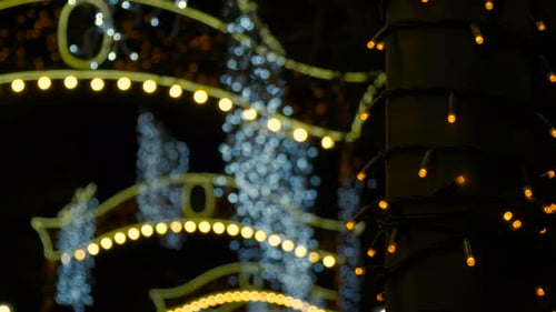 Festive Christmas Lights in the City at Night