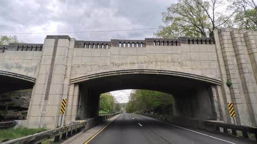 Pov Wide Point of View of Driving in Car Vehicle Road Trip with Forest