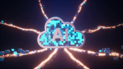 Artificial Intelligence Cloud Network Data Transfer Animation