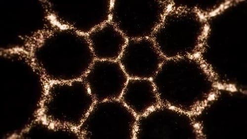 Abstract Golden Hexagonal Particle Grid Loop Background