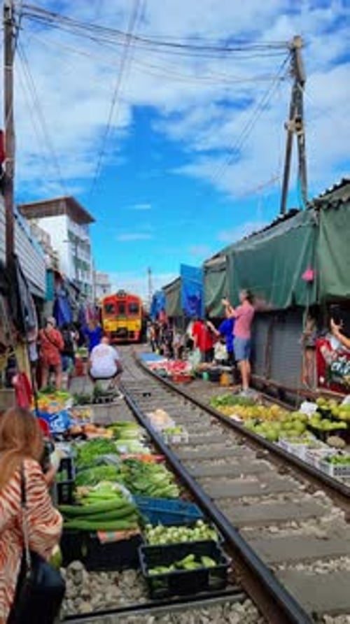 Maeklong Railway Market Thailand a Famous Railway Market in Thailand