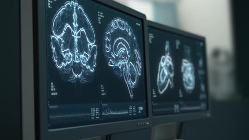 Animated Digital Brain Scan with Medical Data Display