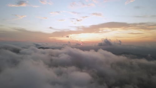 Sunrise Over Clouds in Mountain Landscape