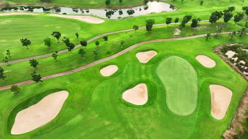 Aerial view: Golf course, a green oasis.
