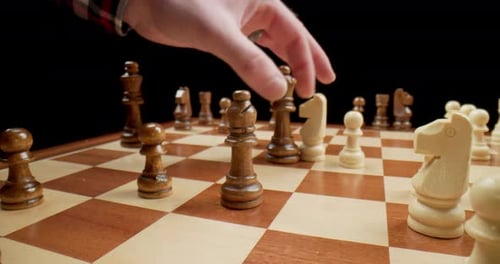 Chess Game Move, Queen Takes Knight, Macro Slow Motion Push In