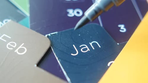 Detail Shot of a Calendar on Table