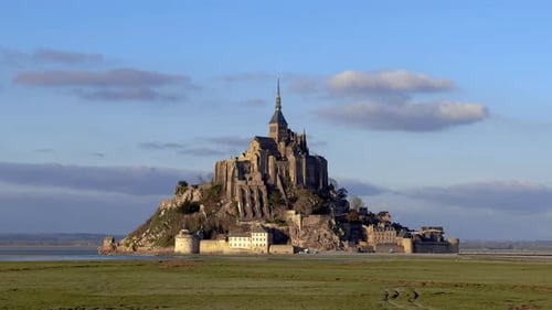 Majestic Mont Saint-Michel Abbey on Rocky Island