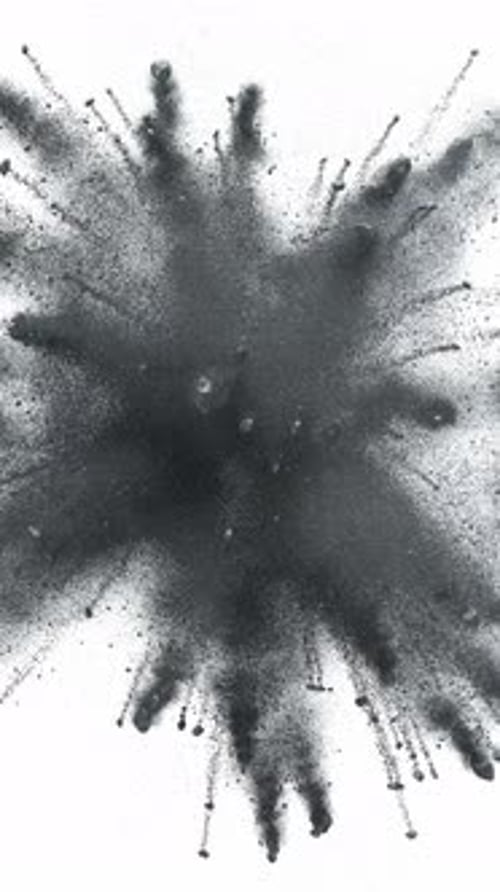 Black Colorful Burst of Particles Powder Animation White Background Explosion