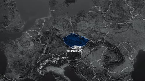 Modern Map Zoom Animation Highlighting Czech Republic