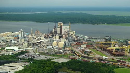 Paper Mill Factory Structure Brunswick Cellulose and Paper Plant in Georgia USA Wood Processing