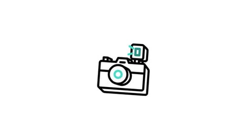 Minimalist Line Art Camera Icon Reveal