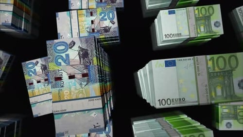 Euro and Kuwait Dinar money exchange loop