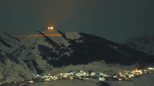 Day To Night K Azbegi Gergeti Trinity Monastery Time Lapse (Zoom In)