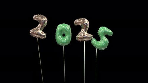 Animated Metallic Balloon Numbers for New Year Celebrations