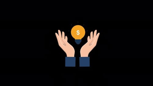 Hands Holding Idea Lightbulb with Dollar Sign Flat Animation