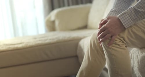 Senior European Man Suffers From Painful Severe Knee Joint Pain Could Not Walk Illness Cramps