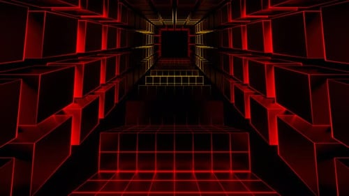 Orange And Red Neon Cyberpunk Stairs Background Vj Loop In 4K