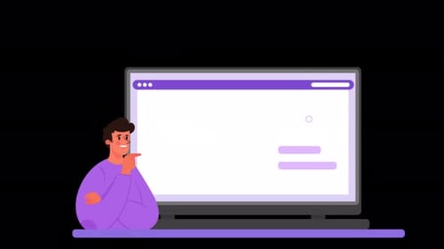 Business Data Analysis on Laptop Flat Design Animation