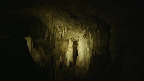 Stalactites and stalagmites in a cave