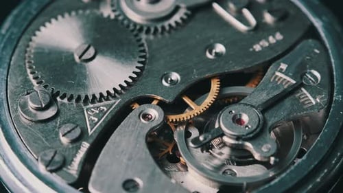 Intricate Watch Gears Mechanism Close Up