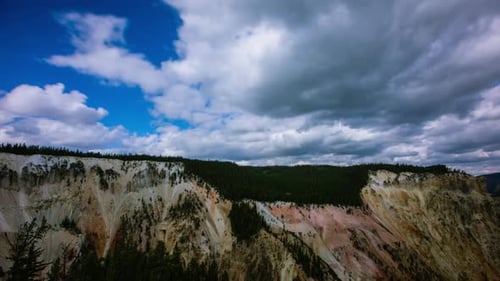 Time lapse - Beautiful sky and mountain landscape at Grand Canyon of Yellowstone National Park