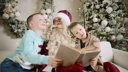 Santa Claus Reading Christmas Story to Children