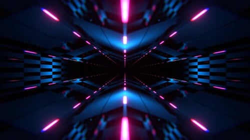 Zyanfarbener und rosafarbener abstrakter Cyber-Highway mit Neonmarkierungen im Hintergrund, VJ Loop in 4K
