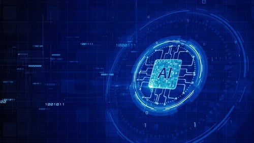Futuristic AI Processor Digital Background Animation