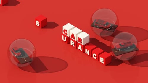 3D Car Insurance Concept Animation with Spelling Cubes