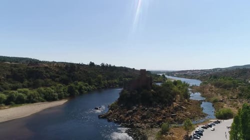 Aerial view of Castelo de Almourol (Almourol Castle), Portugal