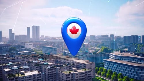 Animated Canada Location Pin Drop and Reveal