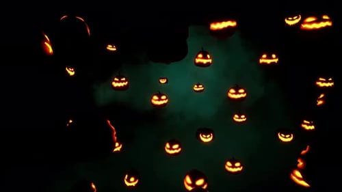 Animated Halloween Jack-o'-Lanterns Floating Motion Background