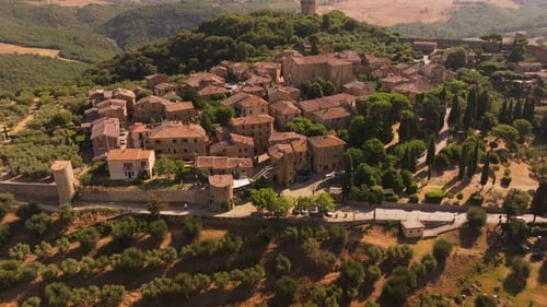 Aerial View of Medieval Italian Town