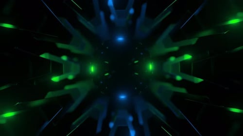 Futuristic Abstract Geometric Tunnel with Neon Lights