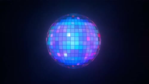 3D Disco Ball Rotation On Black Background In Seamless Loop