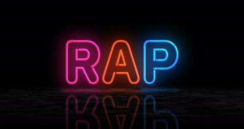 Rap battle music symbol glowing neon 3d lights
