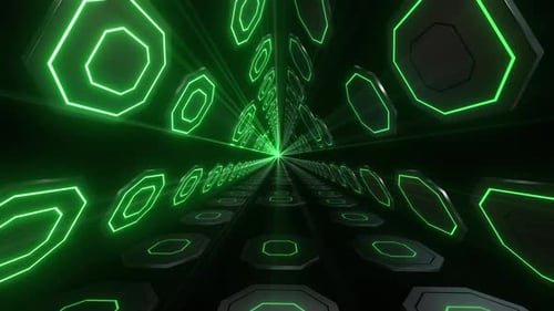 4k grüne glänzende Platten dreieckiger Tunnel
