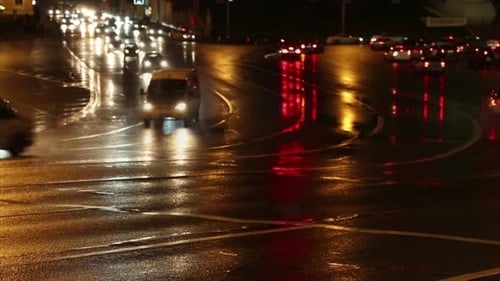 Evening Car Traffic at Rush Hour in City