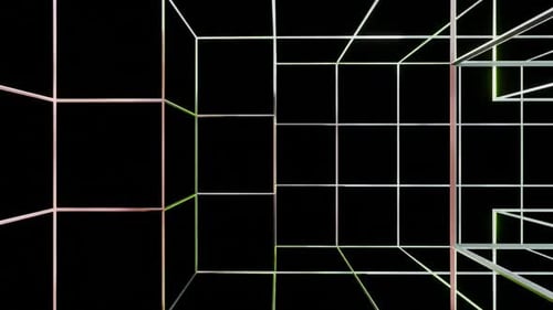 Colorful Rotating Wireframe Cubes