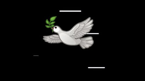 Animated Peace Dove with Olive Branch Flying