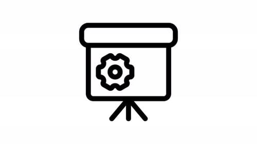 Animated Presentation Board Gear and Text Icon