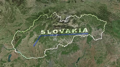 Earth Zoom to Slovakia with Country Outline and 3D Text Reveal